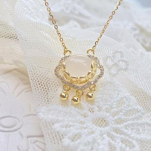 VENTFILLE 925 Sterling Silver Womens Fashion New Jewelry High Quality Tassel Bell Gold Retro Simple Pendant Necklace