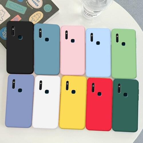 For Vivo V15 Case Soft TPU Silicone Simple Macaron Colors Candy Black Simple Phone Back Cover