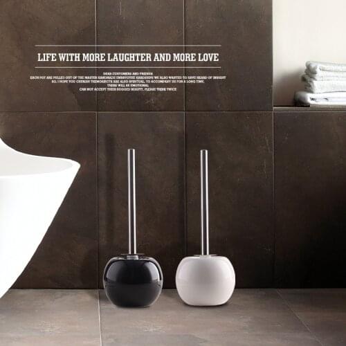 White Black Bathroom Cleaning Brush Holder with stand Set Ceramic+Stainless Steel toilet brush kit wc brush Bathroom Accessorie