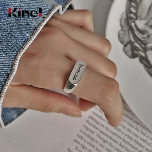 Kinel INS Korean Japanese Style 925 Sterling Silver Ring Ladies Fine Jewelry Lettering 925 Opening Finger Ring Fashion Bijoux