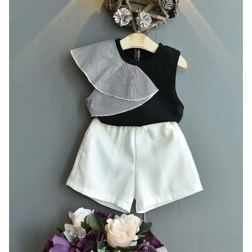 Girls Clothing Sets New Summer Sleeveless Cotton T-shirt+short 2Pcs for Kids Clothing Sets Baby Clothes Outfits