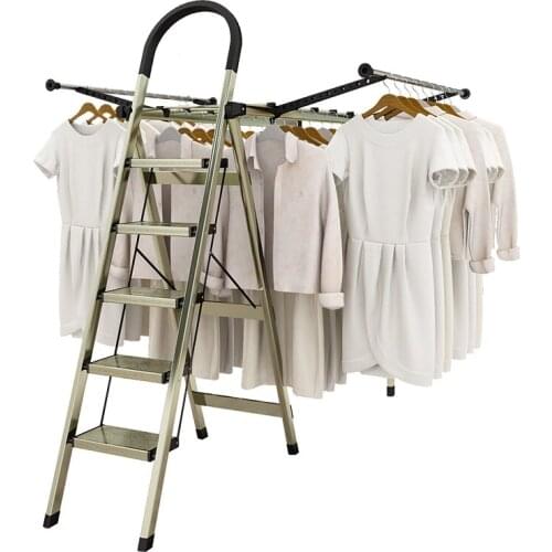 Stainless Steel Dual-purpose Ladder, Clothes Rack, Folding Quilt, Multi-functional Aluminum Alloy Four Or Five Step Indoor House