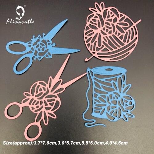 Metal Cut Dies 4pc Sewing Kit Scissor DIY Scrapbooking Paper Craft Handmade Card Album Punch Art Cutter Aliancraft Cutting Dies