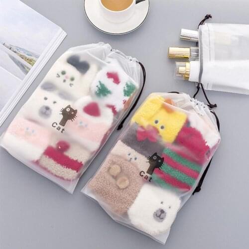 Cute Portable Travel Laundry Drawstring Bag Cat Print Underwear Sundries Pouch Clothes Shoes Storage Bag Luggage Organizer