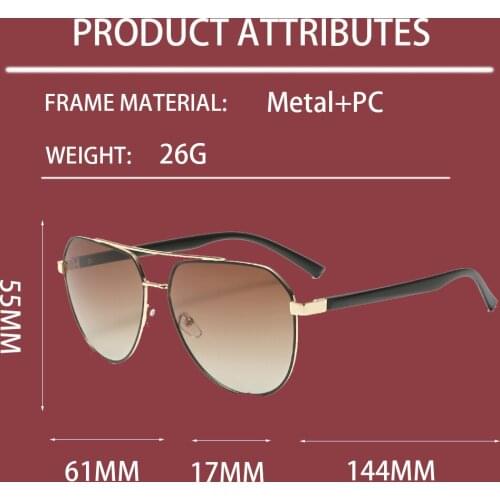 Retro Double Beam Oversize Pilot Sunglasses Men Luxury Brand Design New Fashion Decoration Sun Glasses Women Classic Style UV400