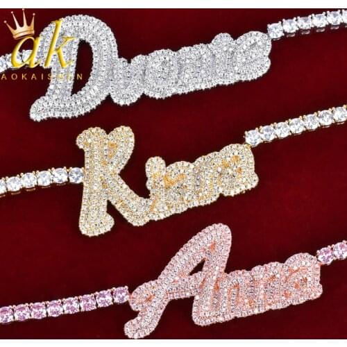 Personalized Custom Name Solid Back Full Zircon Necklace For Cooper Women Hip Hop Jewelry