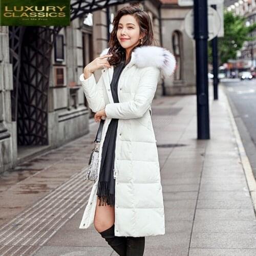 Fashion Winter Coat Female Down Jacket Woman Hooded Korean Duck Down Long Jackets + Large Fur Ladies Coats Hiver LW905