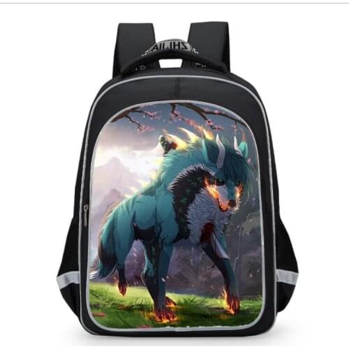 Wolf Backpack Anime Moon Dog For Teenagers Boys Girls Toddler Animal Kid School Book Bags Men Women Mochila Bolsa