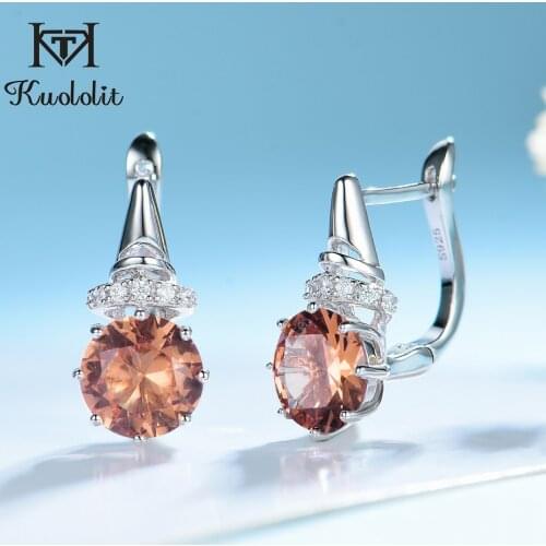 Kuololit Diaspore Gemstone Clip Earrings for Women Solid 925 Sterling Silver Color Change Diaspore Stone Earrings Fine Jewelry