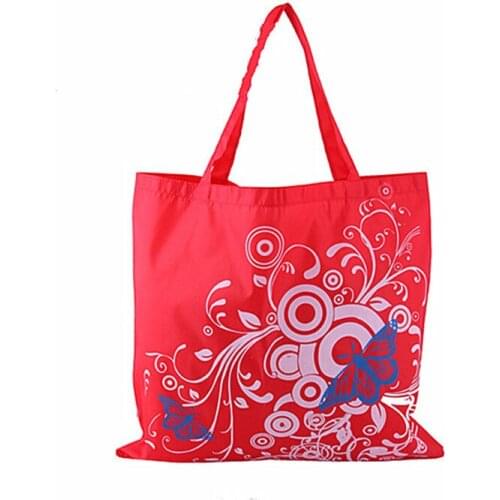 40PCS / LOT Foldable Shopping Bag Butterfly Flower Oxford Fabric Shoulder Bag Portable Eco-Friendly Grocery Bags Reusable Tote