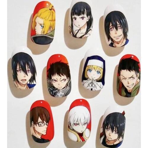 TSC-244 fire force colorful design 3d nail art stickers decal template diy nail tool decorations