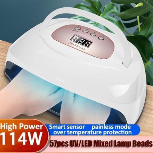 114W/90W Nail Lamp UV Lamp Fast Curing Gel Polish Ice Lamp for Nail Manicure Machine Nail Dryer Auto Sensor Led Light Nail Tool