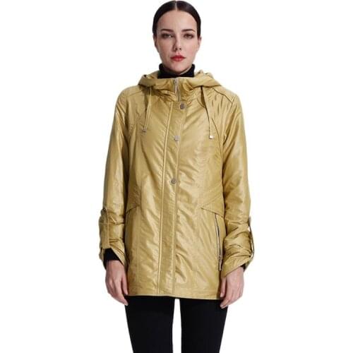 Manteau Outwear Women Jacket Hooded Elegant Overoat Office Parka Large Quality Trench Clothes High Street Korean Windbreak18-33
