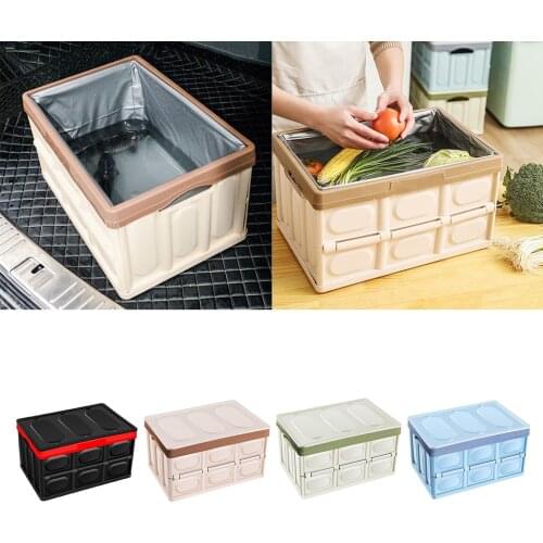 Car Trunk Storage Box Collapsible Storage Bins with Lid Black_55L
