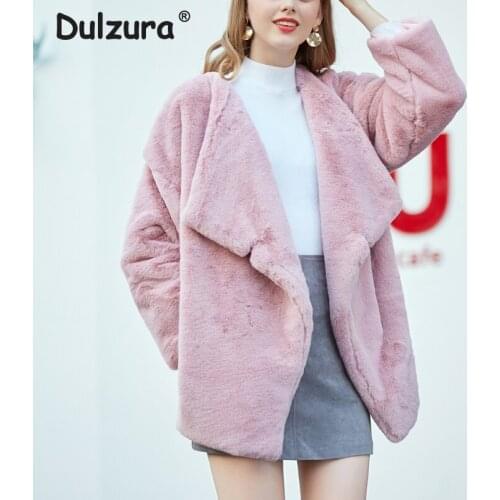 -20 degrees Women Winter Thick Warm Faux Fur Coats Jackets Elegant Soft Faux Rex Rabbit Fur Long Coat Jacket Oversized Outerwear