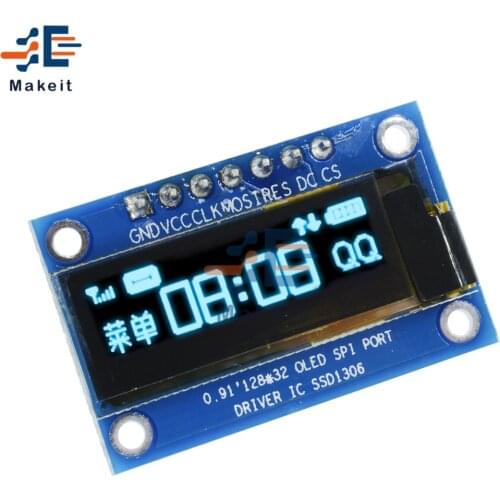 0.91 Inch 128x32 White OLED LCD Display DIY Oled Module SSD1306 Driver IC For Arduino PIC SPI Port DC 3.3V-5V