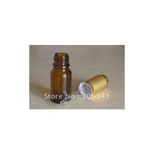 10ml brown/green/blue bottle with gold press pump cap+glass dropper ,for cosmeticl packaging