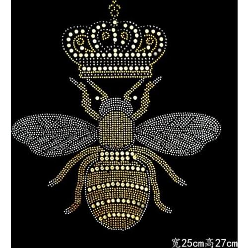 10 pc/lot honeybee chest hotfix rhinestones, heat transfer design iron on motifs,rhinestone for garment,T-shirt