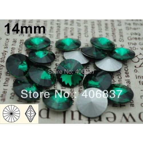 100pcs/Lot, 14mm Emerald Crystal Rivoli Fancy Stones, Free Shipping! Chinese Top Quality Crystal Rivoli Fancy Stones