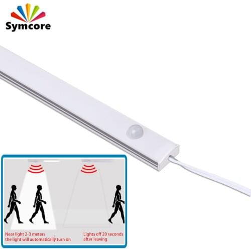 2pcs LED Motion Sensor Lamp 12V human body infrared induction cabinet light Aluminium Rigid Strip lamp For wardrobe showcase