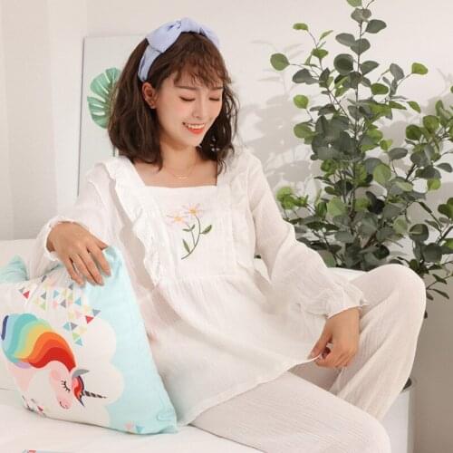 2020 Autumn Cotton NightWear Prenatal+Postnatal Nurning Pajamas For Nursing Mothers Pijamas Maternity Breastfeeding Sleepwear