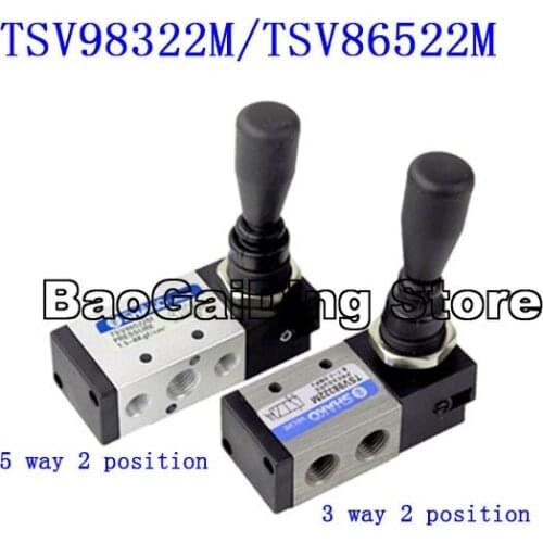 3/5 way 2 position Pneumatic Air Hand Control Valve TSV98322M / TSV86522M Manual Valve Mechanical Lock Spring Loaded