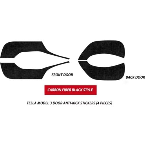 4Pcs Car Door Interior Anti-kick Sticker for Tesla MODELX/S/ 3 Car Modified Carbon Fiber Protective Film Sticker Decoration