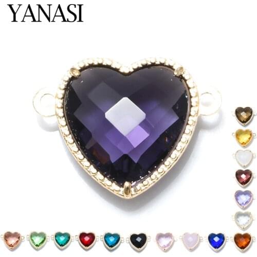 4 Pieces Heart Charms Crystal Opal Birthstone Pendants Connectors Accessories for DIY Necklace Bracelets Jewelry
