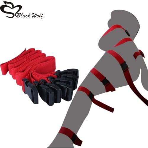 7pcs Sexual Bondage Belt Under Bed Restraint Straps Nylon Belt Set Rope BDSM Fetish Game Handcuffs Adult SM Sex Toys for couples