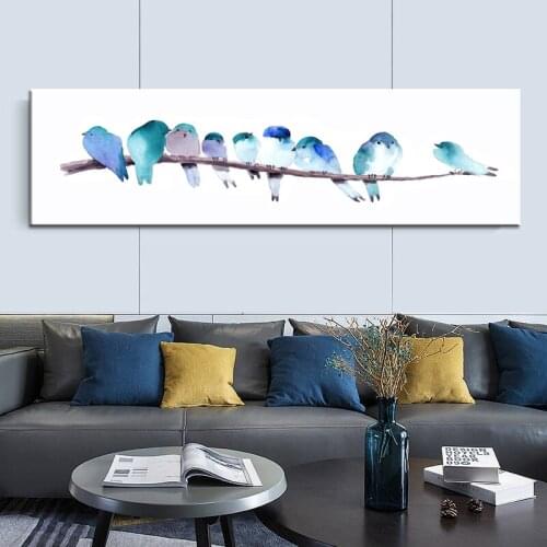Atercolor Animal Birds Poster Minimalist Art Canvas Painting Wall Picture Long Banner Print Modern Home Room Decoration