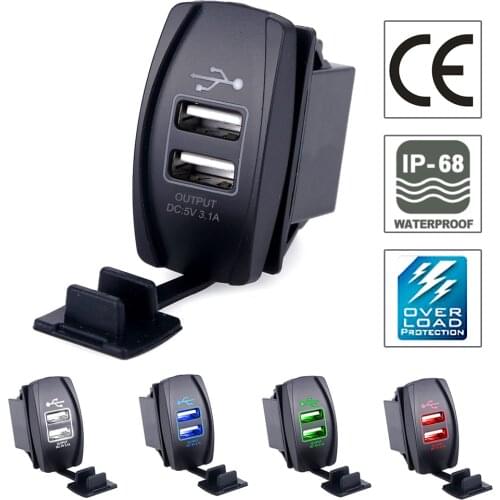 USB Car Charger Socket Power Adapter 5V 3.1A Universal Dual USB Socket Charger For iPhone 5 6 6S Ipad Samsung Tablet