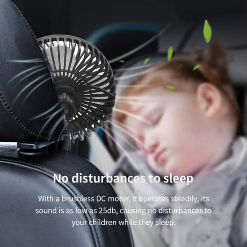3 Style USB Car Fan Suction Cup Car Seat Back Single Head Car Fan 12V24V Universal Large Wind Three Speed Control USB Car Fan