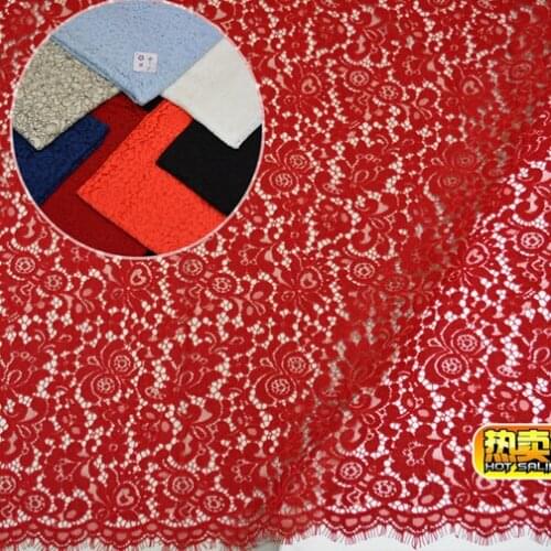 Free Shipping!7 Colors available flower style eyelash lace fabric material for wedding dress lace fabric