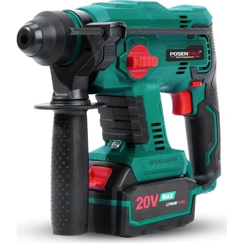 Brushless Electric Rotary Hammer Cordless Hammer 20V 4 Function Hammering Machine Drilling Concrete Tool POSENPRO