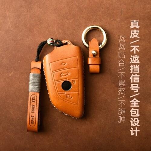 Car Key Case Genuine Leather Protector Keychain For BMW 5 530 525 3 X3 X1 X5 X6 Key Case For Car