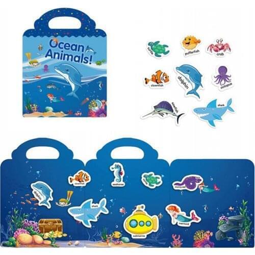 Children Stickers Books Reusable Scenes Stickers For Kids Animal Paradise Marine Life My Body Baby Education Puzzle Stickers