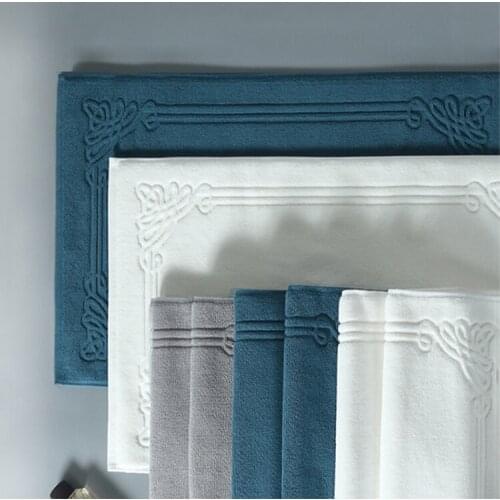 Cotton Bath Mat Luxury Hotel Home Bathroom Carpet Rugs Corner Jacquard Feet Towel Anti-slip Doormat Water Absorb Bath Tub Mats