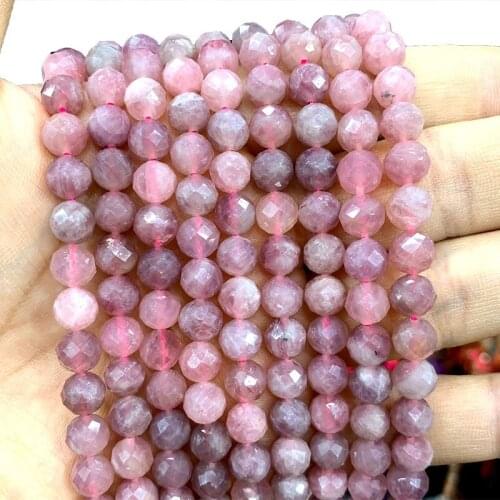 Fine 100% Natural Faceted Madagascar Rose Quartz Round Stone Beads A Gemstone For Jewelry Making DIY Bracelet 6/8/10MM 15