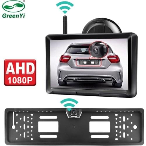 HD 1080P 5 Inch IPS 2 Channels Wireless Car Parking Monitor With Built-in Wireless Transmitter Receiver Front Rear AHD Camera