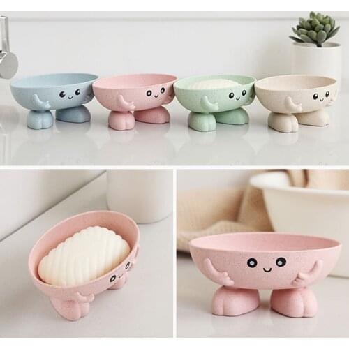 Candy Colors Cartoon Shape Soap Box with Cover Draining Practical Easy Clean Soap Holder Soap Dish Box Bathroom Gadgets