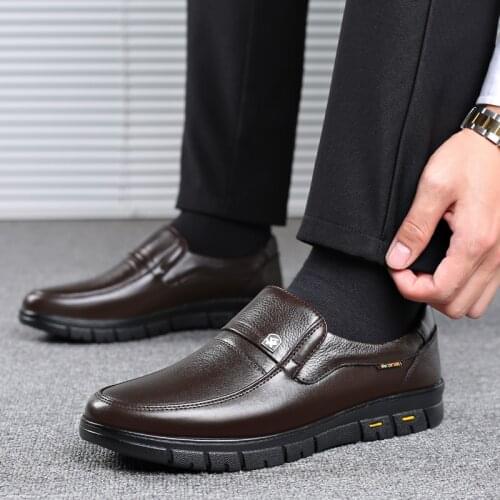 A80 Father Leather Shoes Big Size Mens Business Leisure Leather for Middle-aged Men Non-slip Comfortable Middle-aged Men Shoes