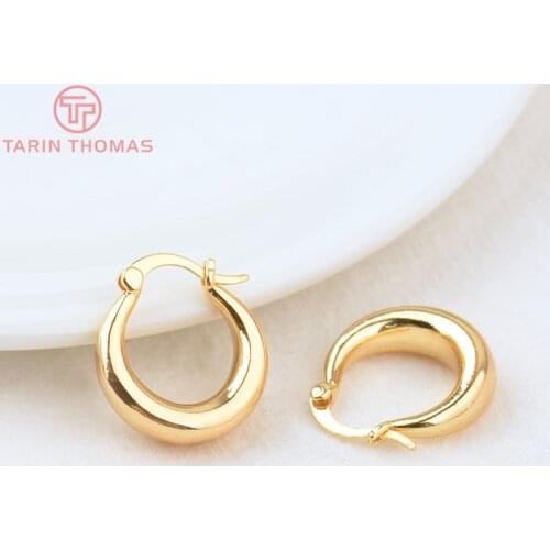 4PCS 19x21.5MM Thickness 6.3MM 24K Gold Color Brass Round Earrings Hoop High Quality DIY Jewelry Making Findings
