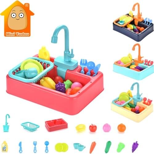 Kitchen Toy Plastic Dish Wash Sink Set Children Simulation Pretend Role Play Housework Kit Early Educational Toys For Children