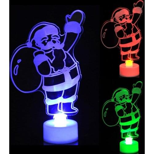 Hot Sales Santa E-iffel Towers Colorful LED Acrylic Plate Light Table Lamp Christmas Decor