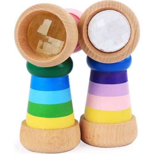 New Arrive Rainbow Wooden Kaleidoscope Magical Mini Kaleidoscope Bee Eye Effect Polygon Prism Children Toy