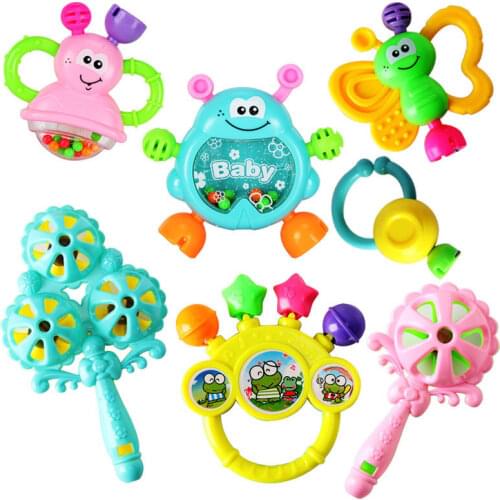 Infant Rattle Teething Baby Toys Bottle Storage Shake Grab Baby Hand Development Teethers Toy Set Newborn Toddler