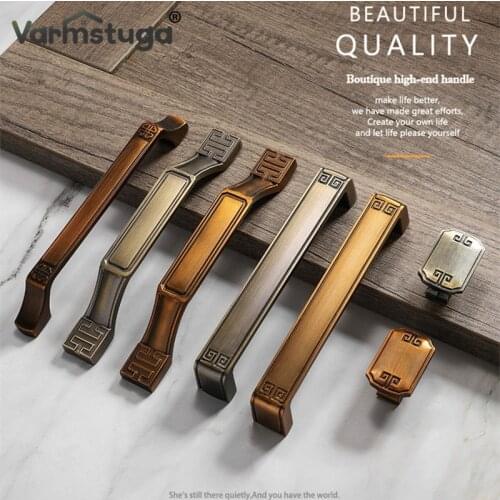 Retro Red Bronze Kitchen Cabinet Handle Cabinet Door Zinc Alloy Handle Vintage Wardrobe Furniture Handle Drawer Pull
