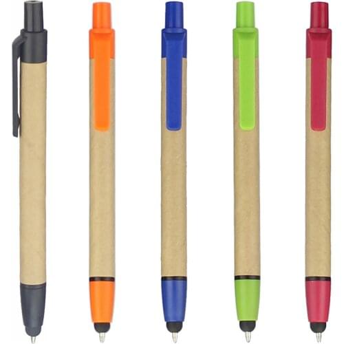 2 in 1 Stylus Eco Paper Ball Pen,Green Concept Touch Screen Ballpoint Pen,Customized Promotion Logo Gift,for Smart Phone