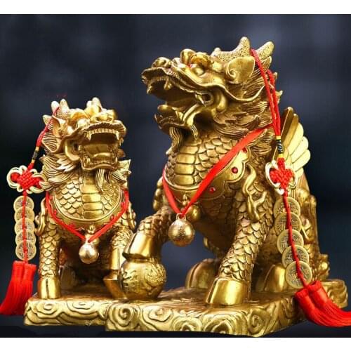 Chinese Style Lucky Money Mascot Golden Copper Statue Home Decor Living Room Decorations TV Cabinet Crafts Birthday Present