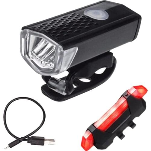 Bicycle Light Set MTB BIke USB Rechargeable Waterproof Headlight Tail Lamp 3 Headlight Modes for Cycling Bike Accessories